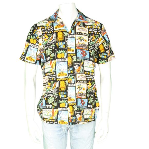 North Shore Orchid Tourist Souvenir Travel Hawaiian Aloha Tropical Camp Shirt M - Picture 2 of 5